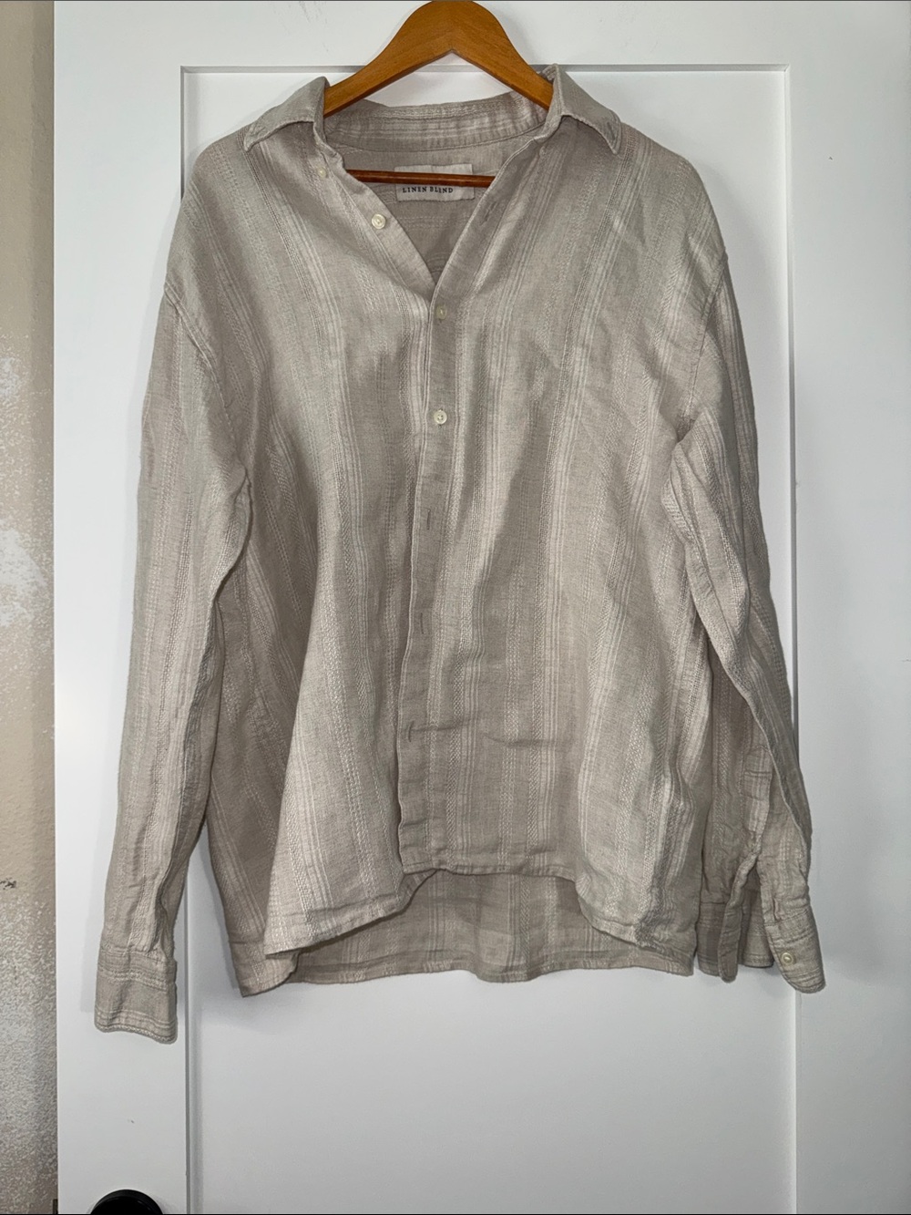 Abercrombie & Fitch Beige Summer Linen-Blend Men's Button-Up Sz Medium